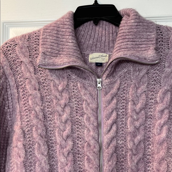 Universal Thread Soft Cable-Knit Zip Cardigan - Light Mauve - Picture 3 of 5